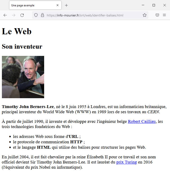 capture d'écran d'une page Web